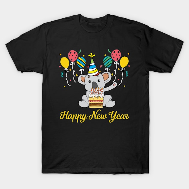 2021 Happy New Year Holiday Koala Funny Bear Gift T-Shirt by Hasibit